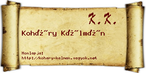 Koháry Kálmán névjegykártya