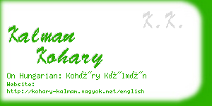 kalman kohary business card